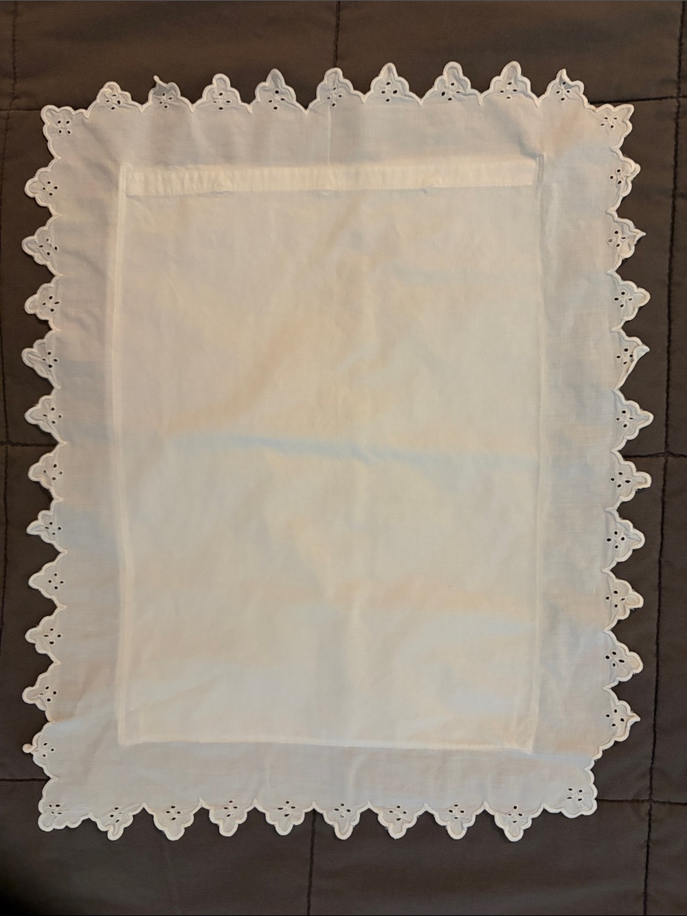 Vintage White Eyelet Trim Cotton Pillowcase